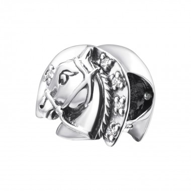 Horse - 925 Sterling Silver Beads with CZ/Crystal SD25116