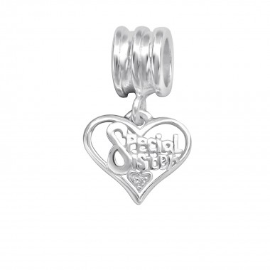 Heart - 925 Sterling Silver Beads with CZ/Crystal SD28869