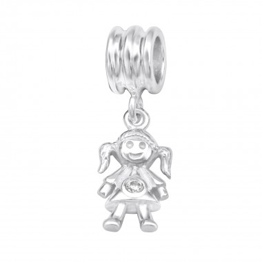 Girl - 925 Sterling Silver Beads with CZ/Crystal SD28908