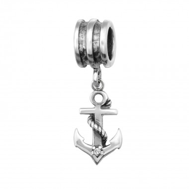 Anchor - 925 Sterling Silver Beads with CZ/Crystal SD29222