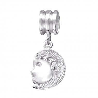 Virgo Zodiac Sign - 925 Sterling Silver Beads with CZ/Crystal SD29530