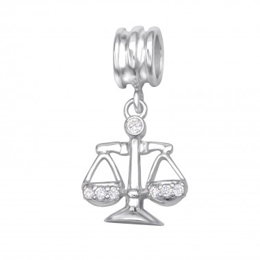 Libra Zodiac Sign - 925 Sterling Silver Beads with CZ/Crystal SD29532