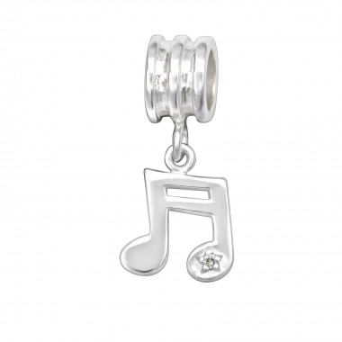 Music Note - 925 Sterling Silver Beads with CZ/Crystal SD29544