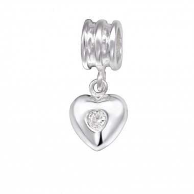Heart - 925 Sterling Silver Beads with CZ/Crystal SD29545