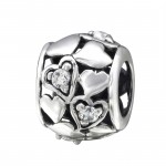 Heart - 925 Sterling Silver Beads with CZ/Crystal SD3783 Heart - 925 Sterling Silver Beads with CZ/Crystal SD3783