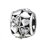 Heart - 925 Sterling Silver Beads with CZ/Crystal SD3783