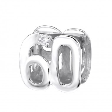 Number 60 - 925 Sterling Silver Beads with CZ/Crystal SD38656