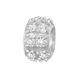 Round - 925 Sterling Silver Beads with CZ/Crystal SD4476
