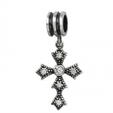 Hanging Cross - 925 Sterling Silver Beads with CZ/Crystal SD6564