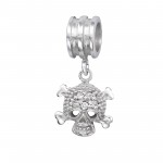 Hanging Skull - 925 Sterling Silver Beads with CZ/Crystal SD6566 Hanging Skull - 925 Sterling Silver Beads with CZ/Crystal SD6566