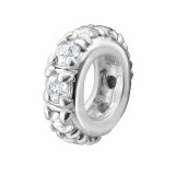 Round - 925 Sterling Silver Beads with CZ/Crystal SD7487