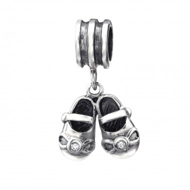 Hanging Shoes - 925 Sterling Silver Beads with CZ/Crystal SD9426