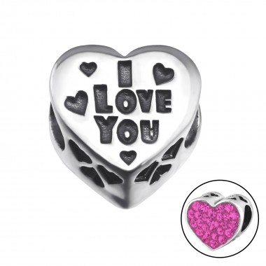 Heart I Love You - 925 Sterling Silver Beads with CZ/Crystal SD9936