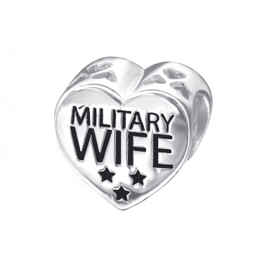 Heart Military Wife - 925 Sterling Silver Simple Beads SD10304