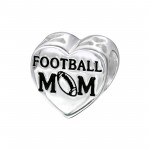 Heart Football Mom - 925 Sterling Silver Simple Beads SD10308 Heart Football Mom - 925 Sterling Silver Simple Beads SD10308