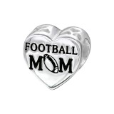 Heart Football Mom - 925 Sterling Silver Simple Beads SD10308
