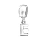 Hanging Initial E - 925 Sterling Silver Simple Beads SD12063