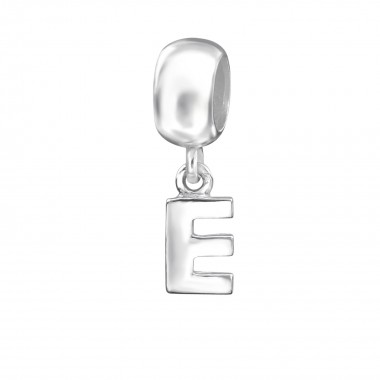 Hanging Initial E - 925 Sterling Silver Simple Beads SD12063