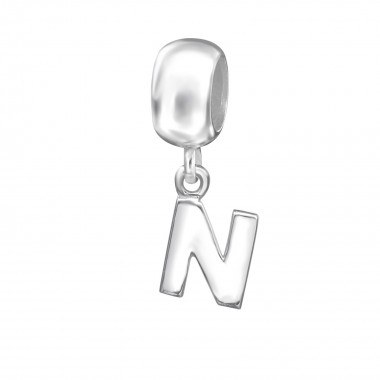 Hanging Initial N - 925 Sterling Silver Simple Beads SD12072