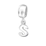 Hanging Initial S - 925 Sterling Silver Simple Beads SD12077
