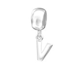 Hanging Initial V - 925 Sterling Silver Simple Beads SD12080