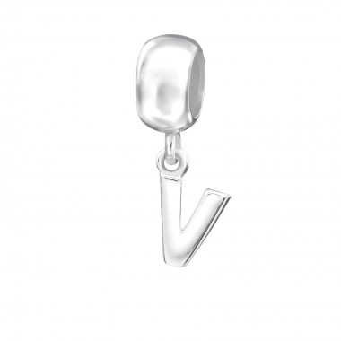 Hanging Initial V - 925 Sterling Silver Simple Beads SD12080