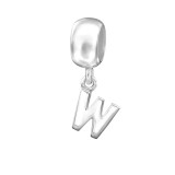 Hanging Initial W - 925 Sterling Silver Simple Beads SD12081