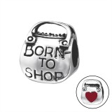 Shopping Bag Heart - 925 Sterling Silver Simple Beads SD14705