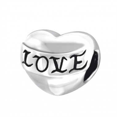 Heart Love - 925 Sterling Silver Simple Beads SD14936