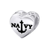Heart Navy - 925 Sterling Silver Simple Beads SD17102