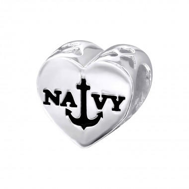 Heart Navy - 925 Sterling Silver Simple Beads SD17102