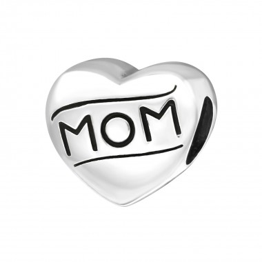 Heart Mom - 925 Sterling Silver Simple Beads SD17133