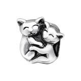 Hugging Cats - 925 Sterling Silver Simple Beads SD28218