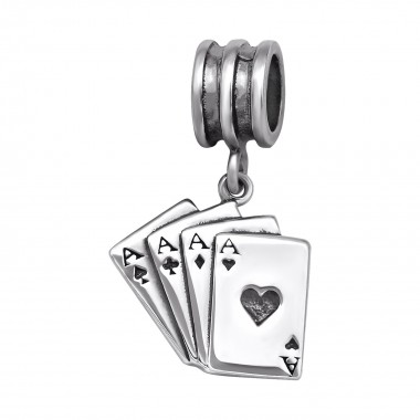 Playing Card - 925 Sterling Silver Simple Beads SD29547