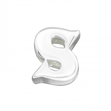 Initial S - 925 Sterling Silver Simple Beads SD6532