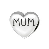 Heart Mum - 925 Sterling Silver Simple Beads SD7492