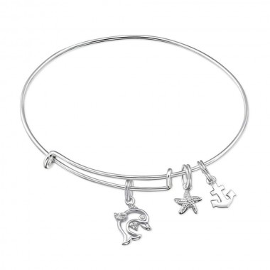 Hanging Ocean Lovers Charms - 925 Sterling Silver Bangles SD30557