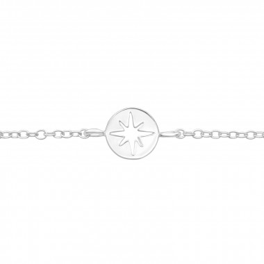 Starburst Cut Out Disc - 925 Sterling Silver Bracelets SD46266