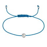 Scallop Shell Oxidized Ocean Blue - 925 Sterling Silver Corded Bracelets SD51370