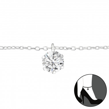 Round - 925 Sterling Silver Silver Anklets SD27635
