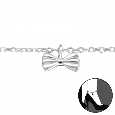 Bow - 925 Sterling Silver Silver Anklets SD30319