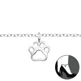 Paw Print - 925 Sterling Silver Silver Anklets SD31116