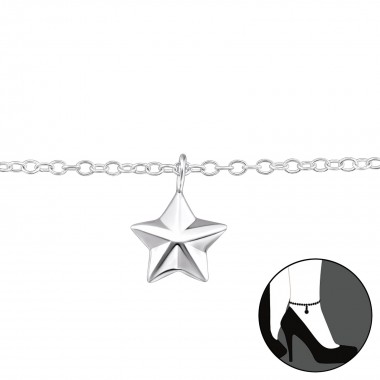 Star - 925 Sterling Silver Silver Anklets SD31578
