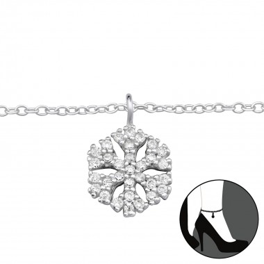 Snowflake - 925 Sterling Silver Silver Anklets SD33459