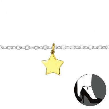 Star - 925 Sterling Silver Silver Anklets SD39445