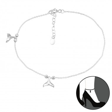Whale - 925 Sterling Silver Silver Anklets SD40639