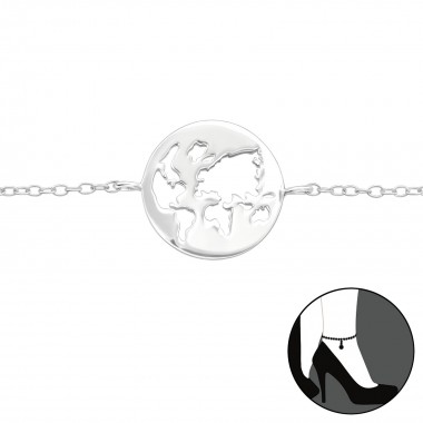 World - 925 Sterling Silver Silver Anklets SD41149