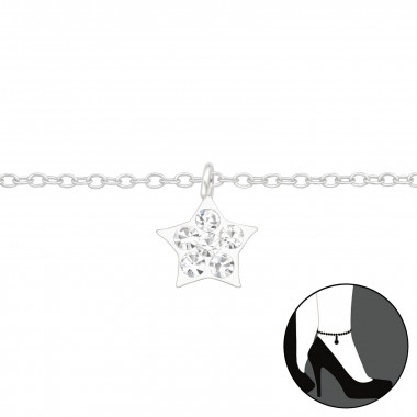 Star - 925 Sterling Silver Silver Anklets SD42780