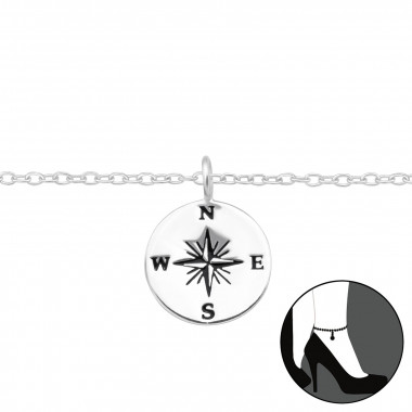Compass - 925 Sterling Silver Silver Anklets SD42824