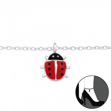 Ladybug - 925 Sterling Silver Silver Anklets SD42855